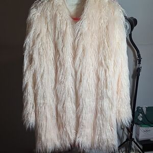 Blank NYC Cream Faux Fur Coat